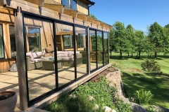 Terrace glazing, sliding system, clear glasses