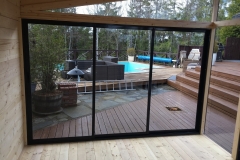 Terrace glazing, sliding system, clear glasses