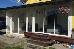 Terrace glazing, sliding system, clear glasses