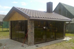 Terrace glazing, sliding system, tinted glasses