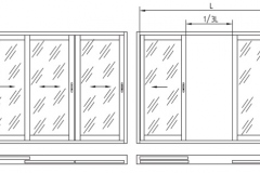 Two rails and three sashes, opening 33%