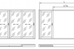 Two rails and four sashes, opening 50%