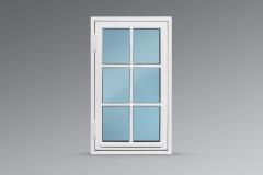 Window with alu dry cap with decorative hinges